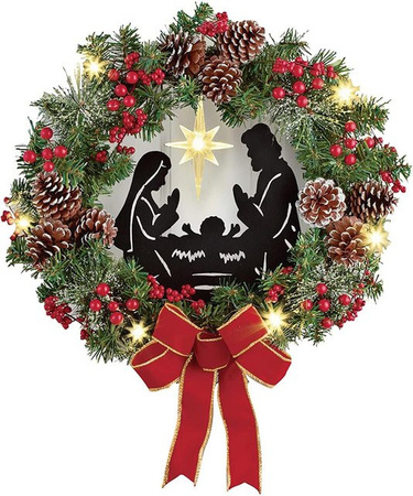 Künstlicher Weihnachts-Krippenkranz von CosyHome in Schwarz für die Wanddekoration
