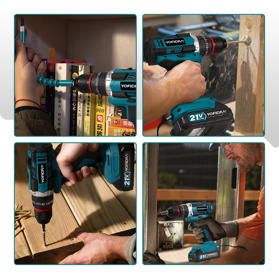 YOFIDRA 3-in-1 Akku-Schlagbohrmaschine mit 25+3 Drehmomentstufen für Makita 18-21V Akkus - Bild 6