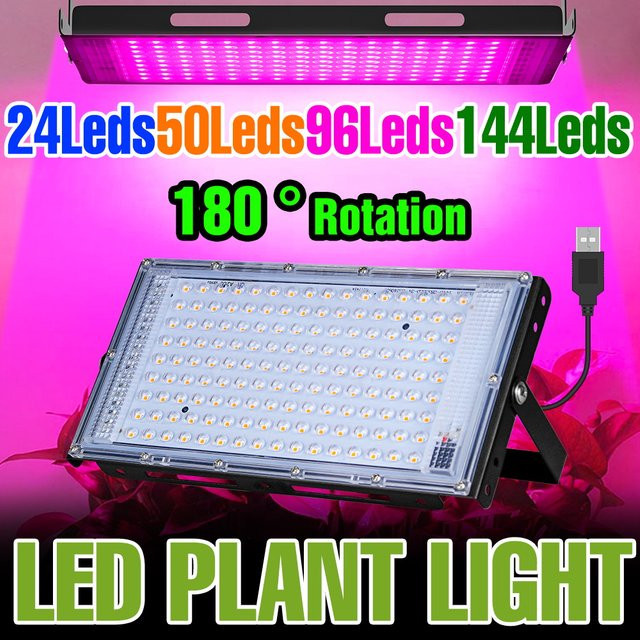 NJHIKG LED-Wachstumslampe mit USB-Anschluss, Vollspektrum-Wachstumslicht in Schwarz für Hydrokultur, Gemüse, Blumen und Topfpflanzen - Bild 1