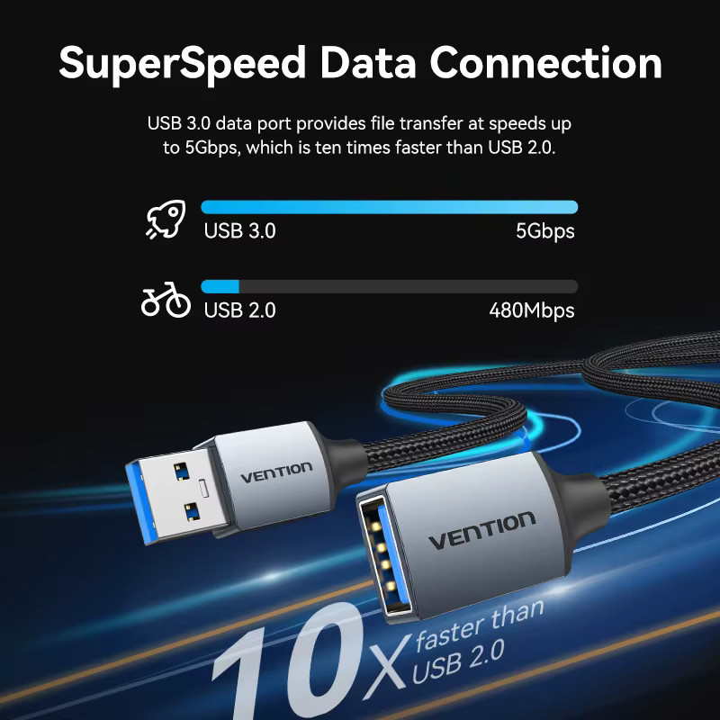 Vention USB 3.0 Verlängerungskabel Stecker auf Buchse Schwarz - Bild 2