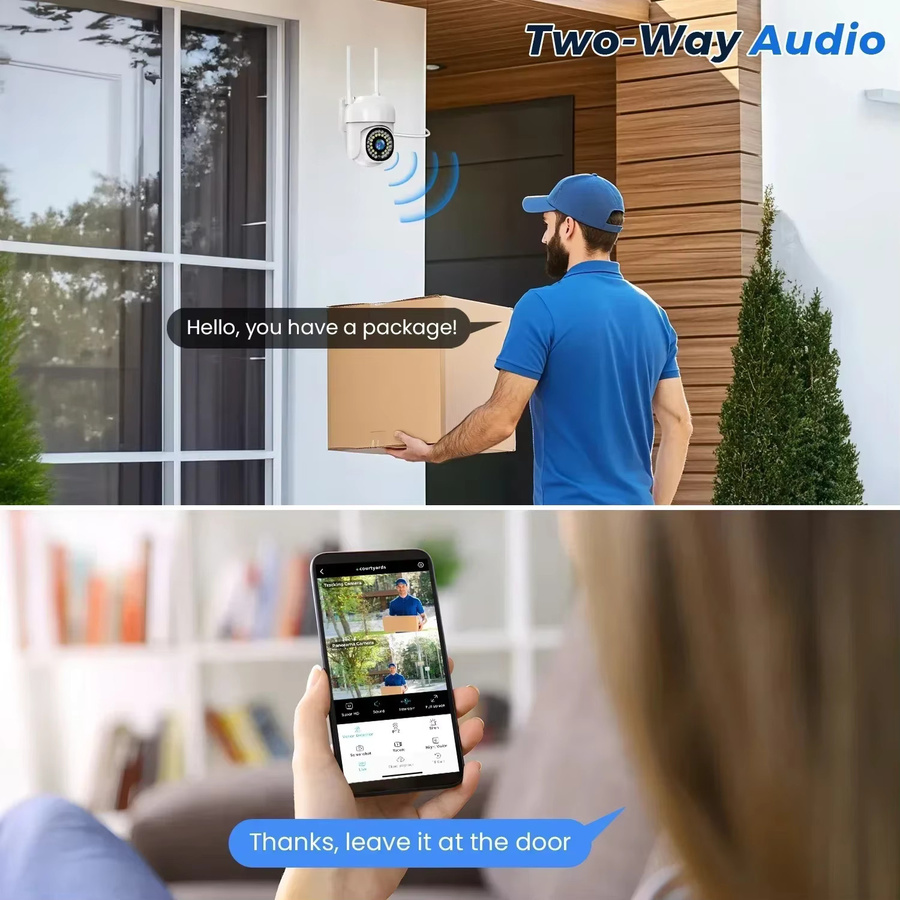 Yoosee PTZ IP Kamera Outdoor Wasserdicht mit 5MP Auflösung, Nachtsicht, Auto Tracking und Zwei-Wege-Audio in Weiß - Bild 3