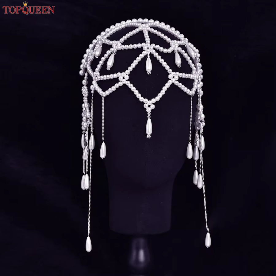 TOPQUEEN Kopfschmuck, Perlen-Fransen-Stirnband, Unisex - Bild 4