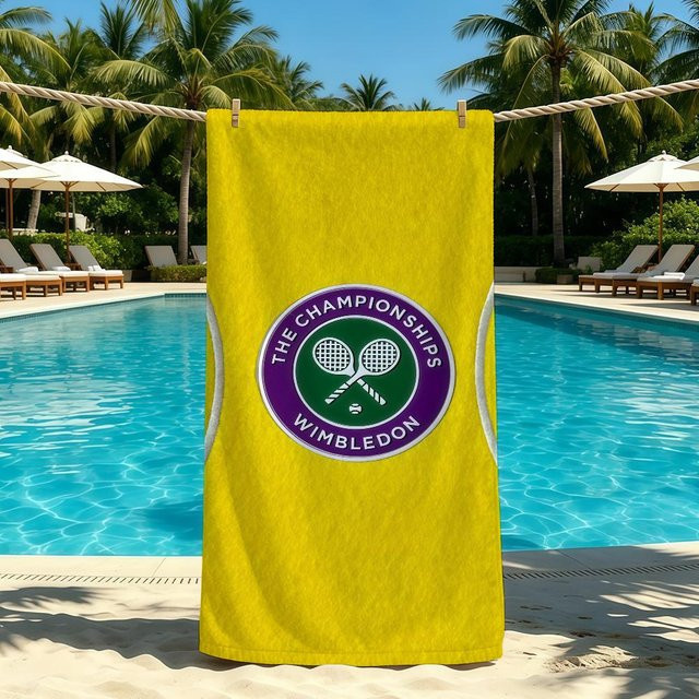 Saugfähiges Tennis Wimbledon Strandhandtuch von JMG Household Supplies, gelb, B/H: 40 x 70 cm - Bild 1
