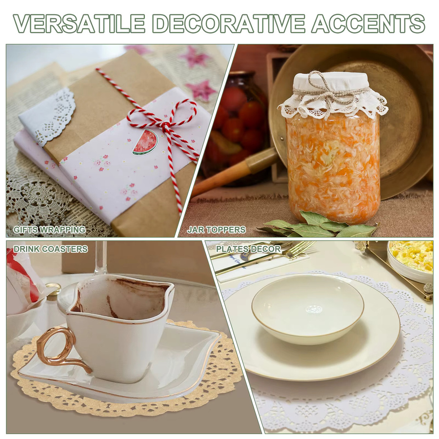 Uxcell Papier-Spitzendoilies in Orange, runde Einweg-Tischsets für Kuchen und Desserts - Bild 3