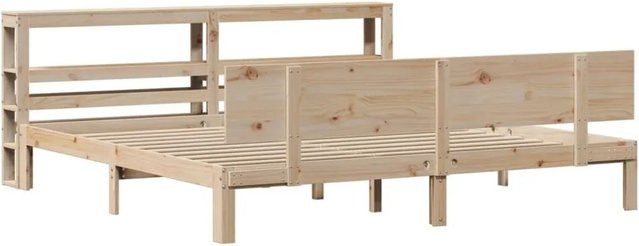 vidaXL Bettgestell mit Kopfteil aus massivem Kiefernholz in rustikalem Design, B/T/H: 224,5 x 206,0 x 82,0 cm - Bild 1