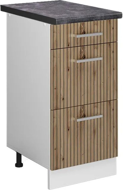 Vicco Küchenunterschrank R-Line Artisan-Eiche/Weiß mit Schubladen und Türen, Farbe: Anthrazit/Weiß/Eiche, B/T/H: 40 x 60 x 81,6 cm - Bild 1