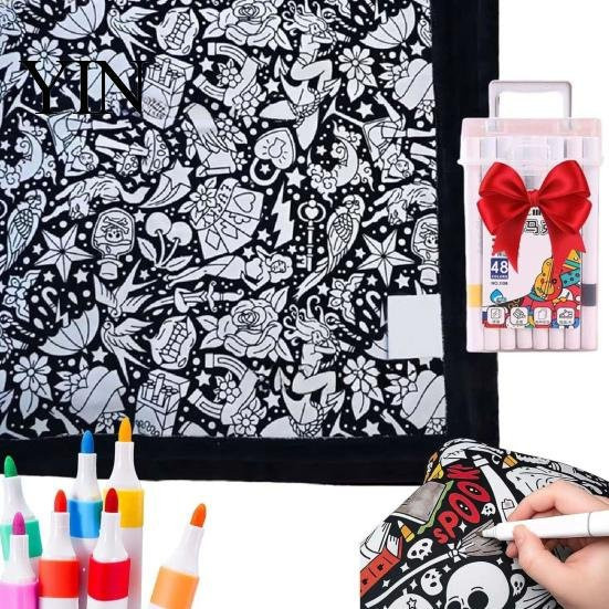 Tianxiawushuang DIY-Maldecke für Kinder mit 25 Stiften, waschbare Maldecke zum Selbstbemalen, B/B: 150 x 115 cm, Mehrfarbig - Bild 1