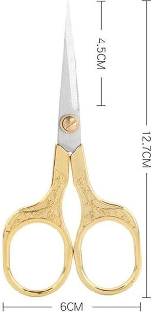 Edelstahl Vintage Schneiderschere in Gold für Näharbeiten und Stickerei, Länge: 12,7 cm - Bild 1
