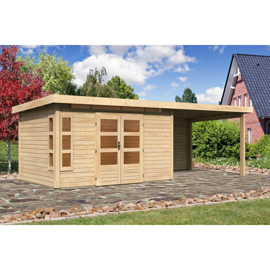 Karibu Holz-Gartenhaus Kastberg mit Flachdach in Braun, B/T: 360 x 240 cm - Bild 2