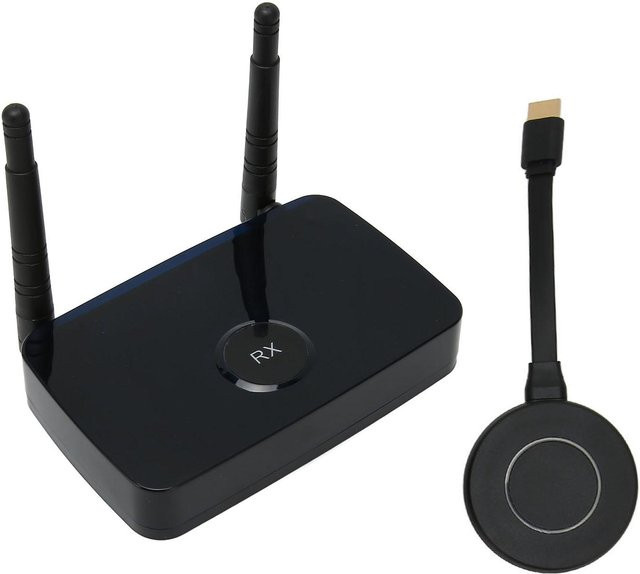 Honor Electronics HD Multimedia Interface Sender Empfänger Drahtloses AV Extender Kit mit HDMI und 3,5 mm Jack, Plug and Play, Schwarz - Bild 1