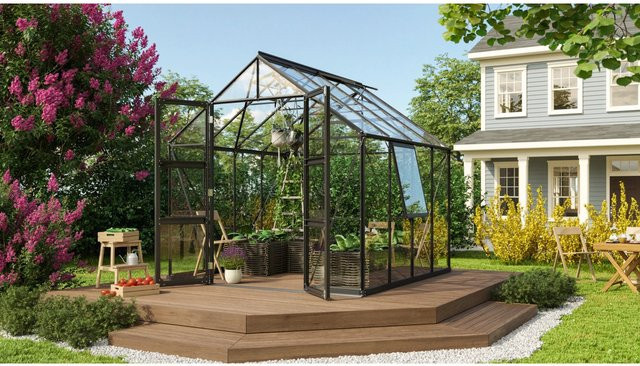 Vitavia Gewächshaus Olymp 6700 mit Vorzugsset in Schwarz mit ESG Sicherheitsglas und Satteldach - Bild 1
