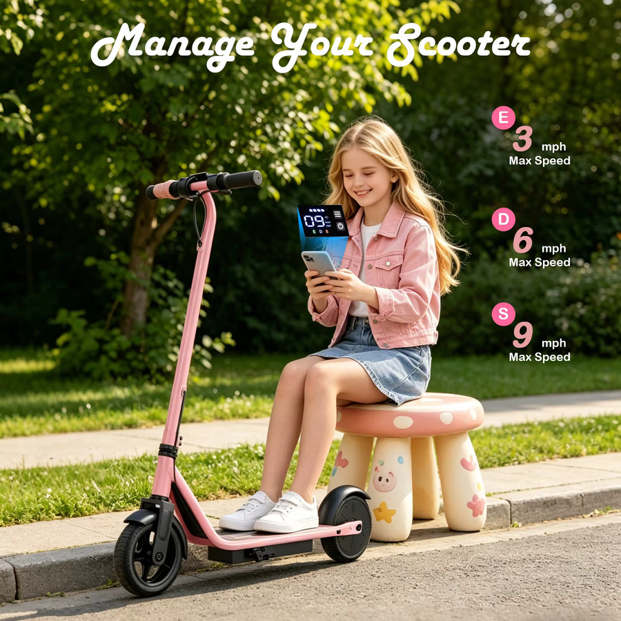 AOVOPRO LB65PRO Elektroroller für Kinder, Rosa Schwarz, E-Scooter - Bild 3