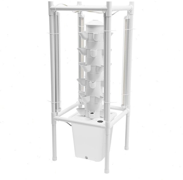 Bymaocar Hydroponisches Anbausystem Kit mit 6 Schichten und 30 Löchern, Indoor-Anzuchtturm mit Wachstumslichtern und Ständer für den Gemüseanbau, Weiß - Bild 1