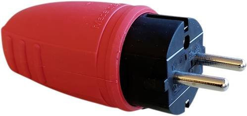 N & L Schutzkontaktstecker 17187 aus Gummi in Rot mit IP44 Schutzart für 230V - Bild 1