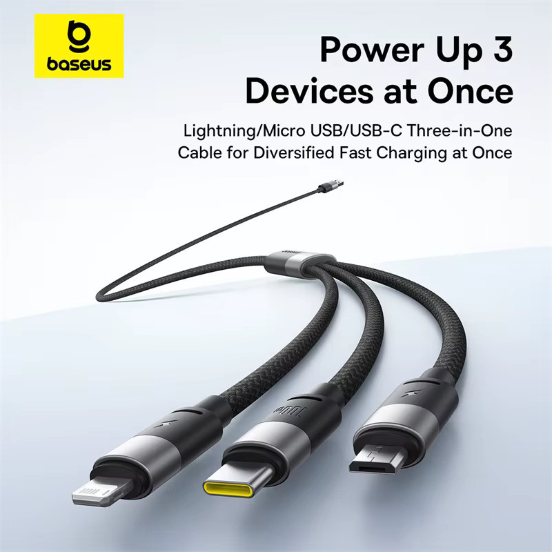 Baseus 3 in 1 USB C auf Typ C PD Schnellladegerät 100 W Datenkabel für MacBook iPhone Samsung Xiaomi in Schwarz oder Blau - Bild 3