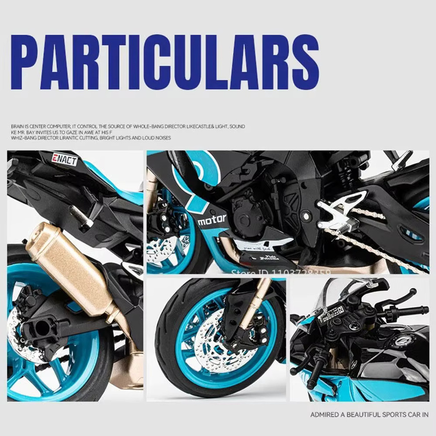 MAKEDA R1M R1 Motorrad Modell, 1:12, Metall, mit Sound und Licht - Bild 3