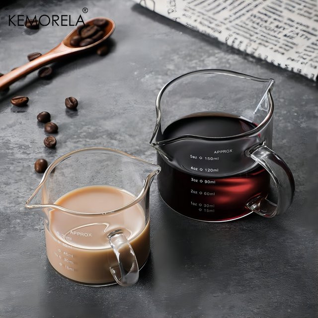 KEMORELA Glas Messbecher mit Griff und Skala, transparent, 150 ml - Bild 1