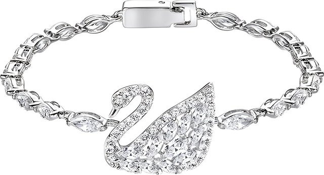 Swarovski Armband, Mikropavé Auge Kristall Schwan, Silber, Damen - Bild 1