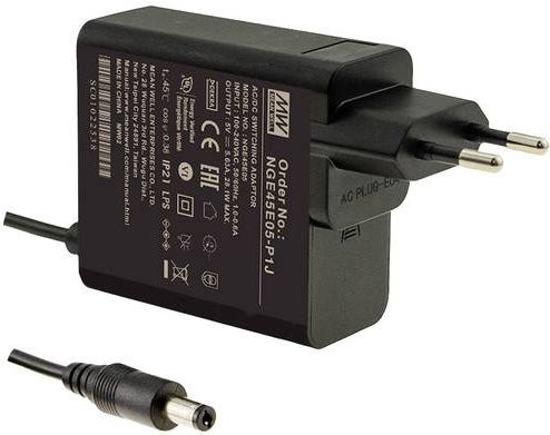 MEAN WELL NGE45E18-P1J Steckernetzteil mit Festspannung, 45W, Schwarz, Barrel Plug - Bild 1