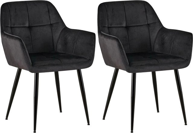 2er Set Esszimmerstühle DELUKE POFAR aus Samt in Schwarz, B/T/H: 56,5 x 61 x 84 cm - Bild 1
