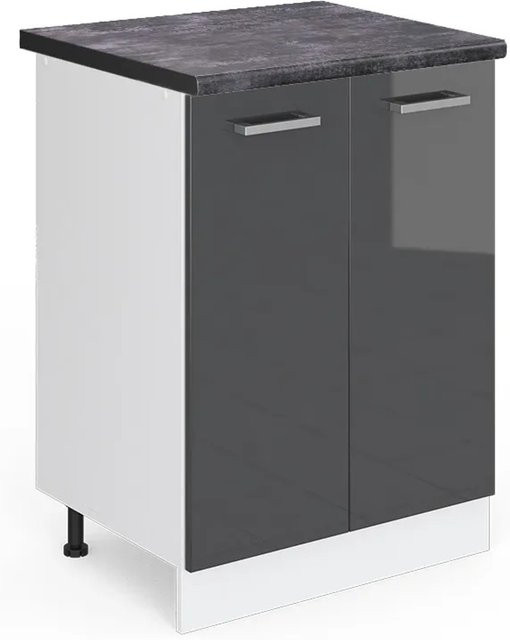 Vicco Küchenunterschrank R-Line in Anthrazit Hochglanz und Weiß, B/T/H: 60 x 60 x 81,6 cm - Bild 1