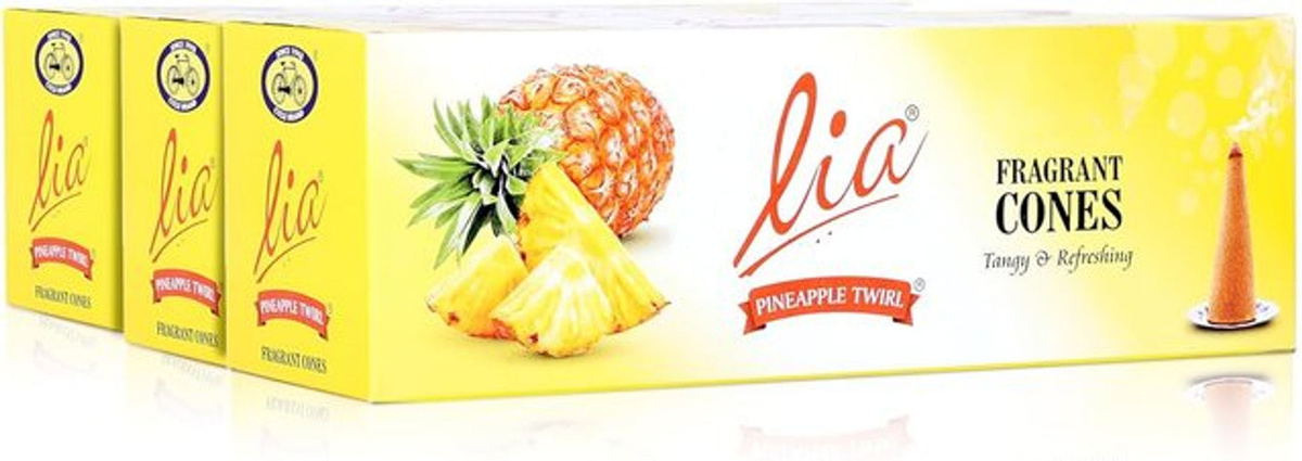 Cycle Pure Lia Ananas-Wirbel Duftende Trockene Dhoop-Kegel, 3 Packungen mit je 64 Kegeln, Fruchtig, Gelb - Bild 1