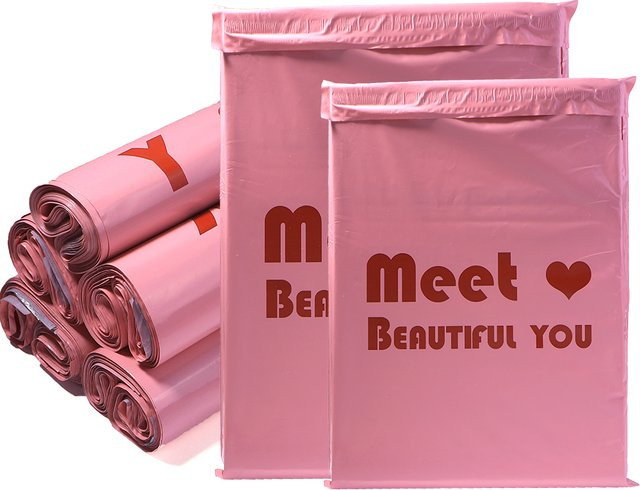 5 Stück rosa Kuriertaschen aus Kunststoff mit selbstklebendem Verschluss für Kleidung und Versand - Bild 1