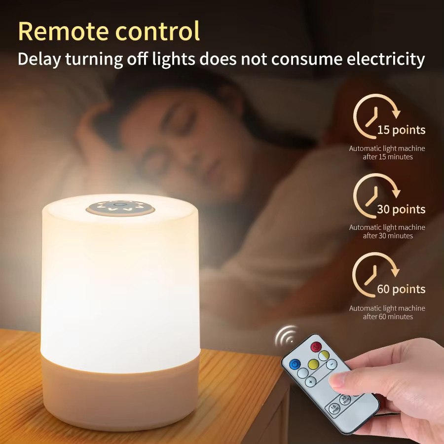 VooVoo LED Tischlampe in Weiß mit Fernbedienung und Touch-Funktion, dimmbar und USB wiederaufladbar als Nachttischlampe oder Leselicht - Bild 2