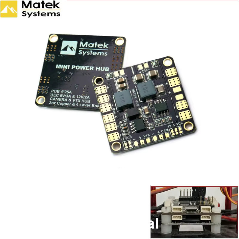 Matek Mini Power Hub PDB mit 5 V und 12 V BEC in Schwarz für FPV Multicopter wie Qav250 und Zmr220 - Bild 2