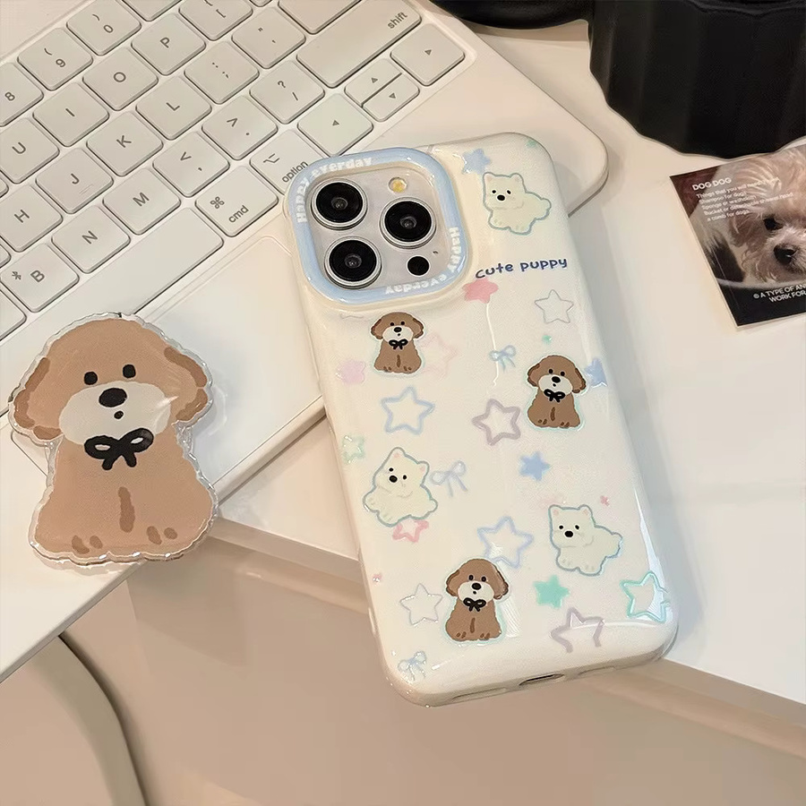MUQGEW Handyhülle mit süßem Sterne-Cartoon-Welpen Design für iPhone 11 bis iPhone 16 Pro Max, weiche und stoßfeste Schutzhülle, Mehrfarbig - Bild 3