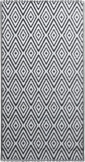 vidaXL Outdoorteppich mit Jacquard-Muster in Weiß und Schwarz aus Polypropylen, B: 160 cm, T: 230 cm - Bild 1