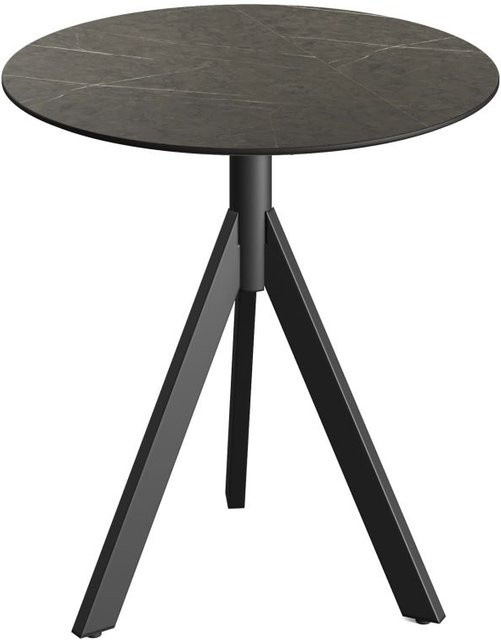 Feros Infinity Tripod Terrassentisch mit HPL-Platte, rund, schwarz/braun, Höhe: 74 cm, Durchmesser: 70 cm - Bild 1