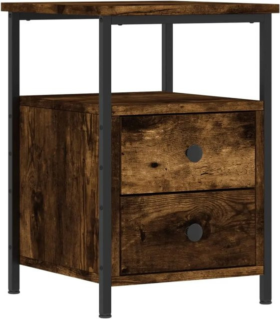 vidaXL Nachttisch im Industrie-Stil aus Holzwerkstoff und Eisen in Räuchereiche Braun, B/T/H: 34 x 35,5 x 50 cm - Bild 1