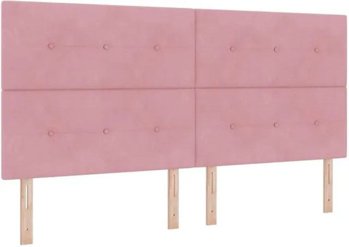 vidaXL Boxspringbett mit Matratze und Kopfteil in Rosa, Modernes Design aus Samt und Holz, B/T/H: 200 x 200 x 128 cm - Bild 1