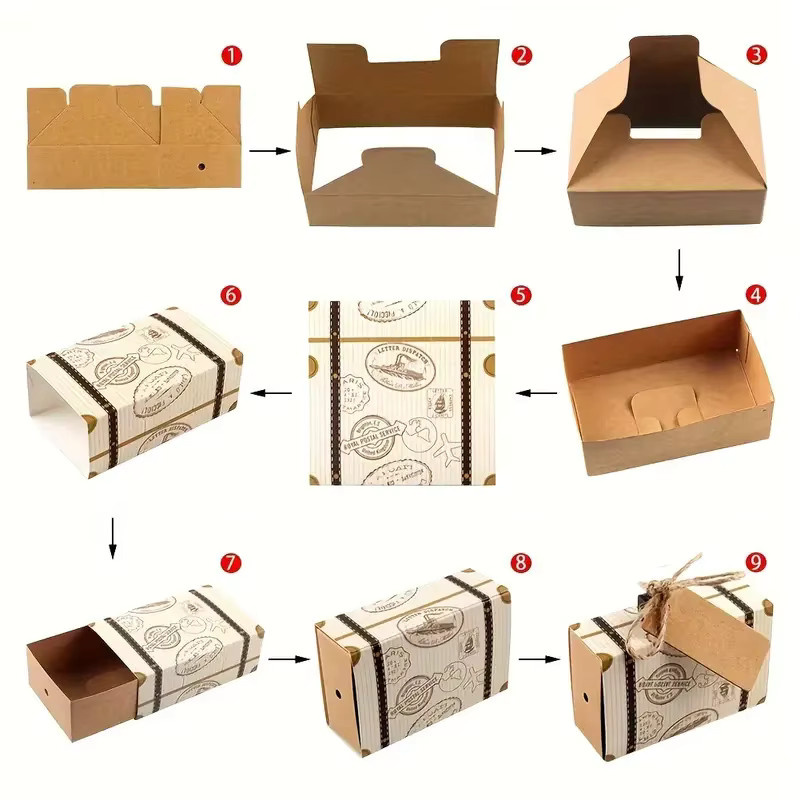 50 Stück Mini-Koffer-Geschenkboxen aus Papier in Beige für Hochzeiten und besondere Anlässe - Bild 2