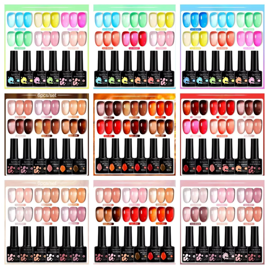 LILYCUTE Nagelgel Set, 6 Teile, Rosa Nude, Glänzend, 7 ml pro Stück - Bild 3