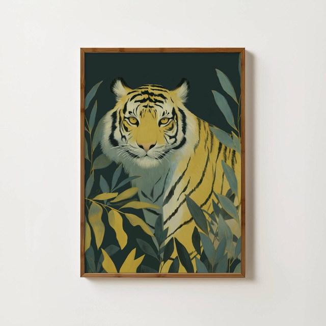 LeoBotanical Tiger-Print Wandposter mit afrikanischer Tierkunst im Scandi-Stil, mehrfarbiges Tiger-Motiv als Dschungel-Dekor - Bild 1