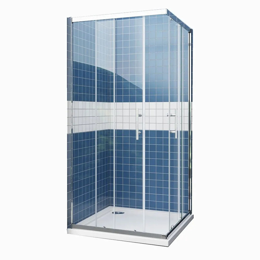 Duschparadies Eckdusche mit Schiebetür und Eckeinstieg aus 6mm ESG Sicherheitsglas in Transparent, B/T/H: 76 x 76 x 195 cm - Bild 2