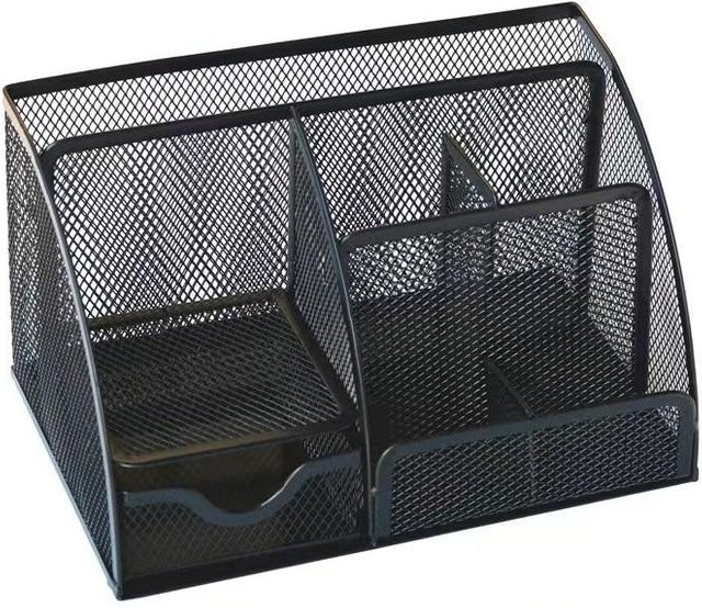 MTMA Schreibtisch-Organizer aus Stahlgeflecht mit 6 Fächern, Schwarz, B/T/H: 14,0 x 13,0 x 13,0 cm - Bild 1