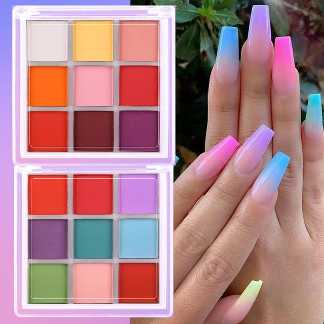 Rhstoe Nagelpigment-Palette, 9 Farben, Metallic, Unisex - Bild 1