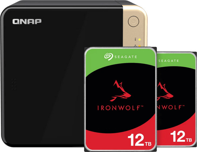 QNAP TS-464-8G NAS-System mit Seagate Ironwolf 12 TB HDD Doppelpack in Schwarz - Bild 1
