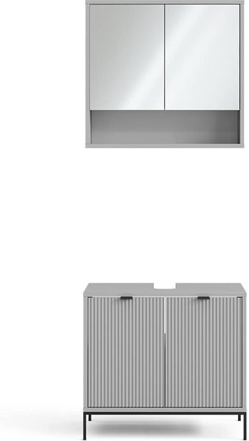 Vicco Badmöbel-Set Eliza in Grau mit Waschtischunterschrank und Spiegelschrank - Bild 1