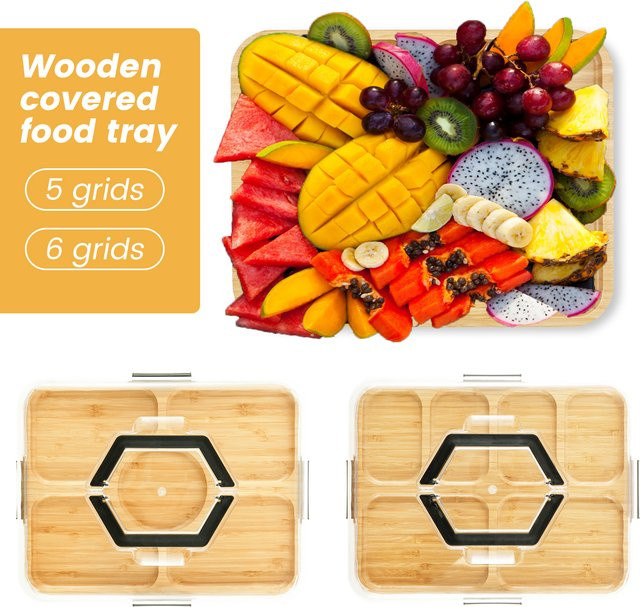 Holz-Charcuterie-Brett mit transparentem Deckel und Griff in Braun, tragbare Käsebrett-Box für Snacks und Obst, B/T/H: 36,5 x 25 x 7,5 cm - Bild 1