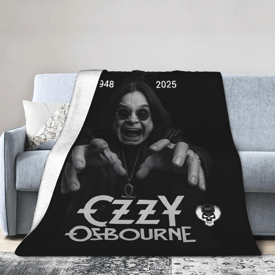 Ozzy Osbourne Rock Band Decke aus Flanell in Schwarz, weiche Fleece-Überwurfdecke für Frühling und Herbst, B/B: 100 x 150 cm - Bild 1
