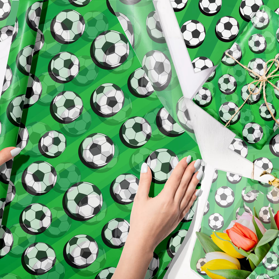Seidenpapier Geschenkpapier mit Sportmotiven Fußball Golf Rugby Baseball für deine Geburtstagsdekoration und Partyzubehör - Bild 3