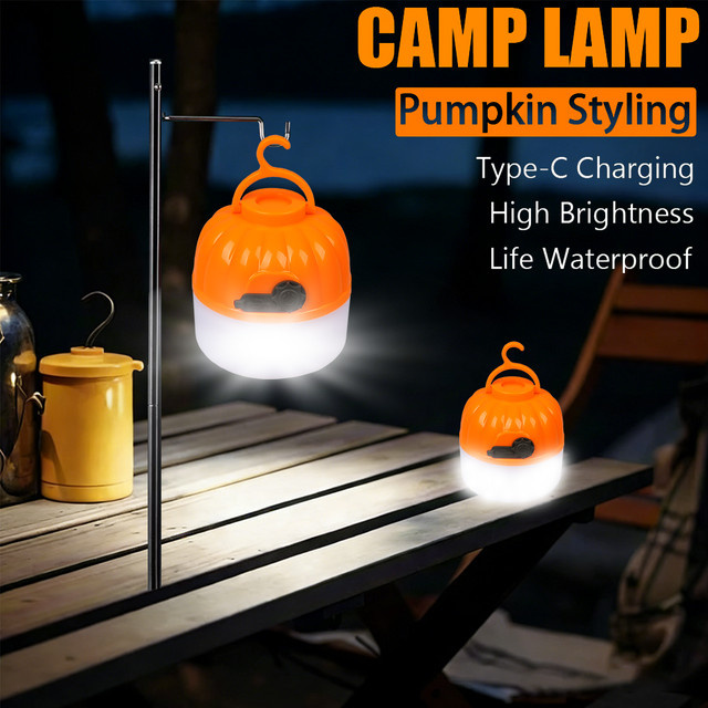 NEWBIRTH Tragbare Mini-Campinglampe mit Haken, USB-aufladbar und multidirektionaler SMD-Beleuchtung in Orange und Weiß für Outdoor, Camping und Notfälle - Bild 1
