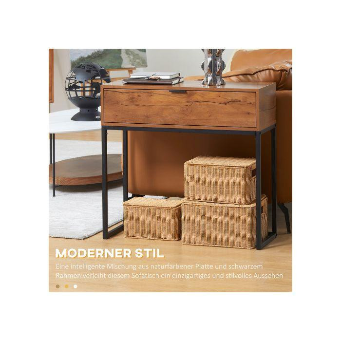 MUVOE Konsolentisch in industriellem Design aus Verbundholz und Metall, Farbe Natur/Braun, B/T/H: 80 x 30 x 76 cm - Bild 2