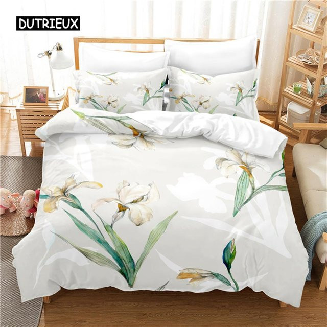 Rosen-Bettwäscheset mit floralem 3D-Digitaldruck aus Mikrofaser, Weiß, B/H: 135 x 200 cm - Bild 1