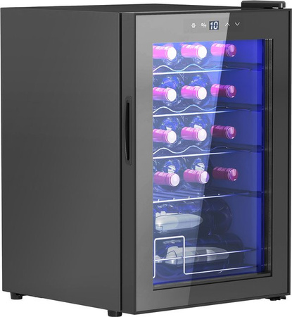 HOMCOM Weinkühlschrank mit Kompressor, 53 l Fassungsvermögen für 20 Flaschen, Schwarz, mit Anti-UV Glastür und LED-Leuchte