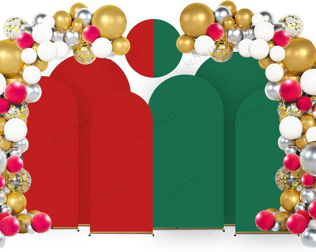 SUTAIBAI 3er-Set Weihnachtsbogen-Hintergrundabdeckung aus Spandex in Blau und Multicolour für Hochzeiten, Abschlussfeiern und Geburtstage - Bild 1